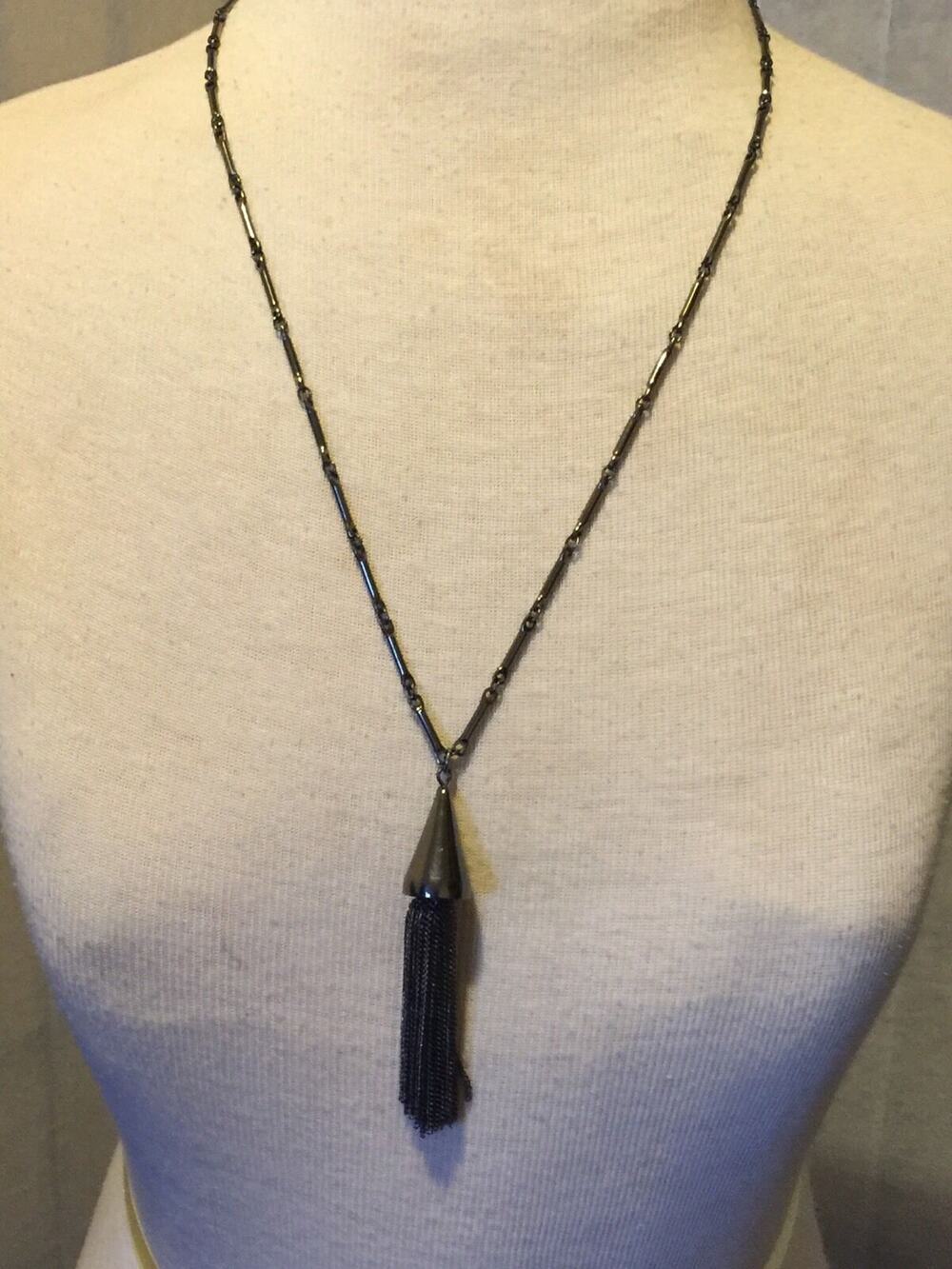 NWT EDDIE BORGO Gunmetal TASSEL NECKLACE Pendant